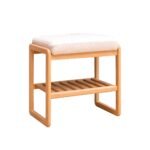 Walker Edison | Natural Solid Wood Entryway Shoe Bench - Image 6