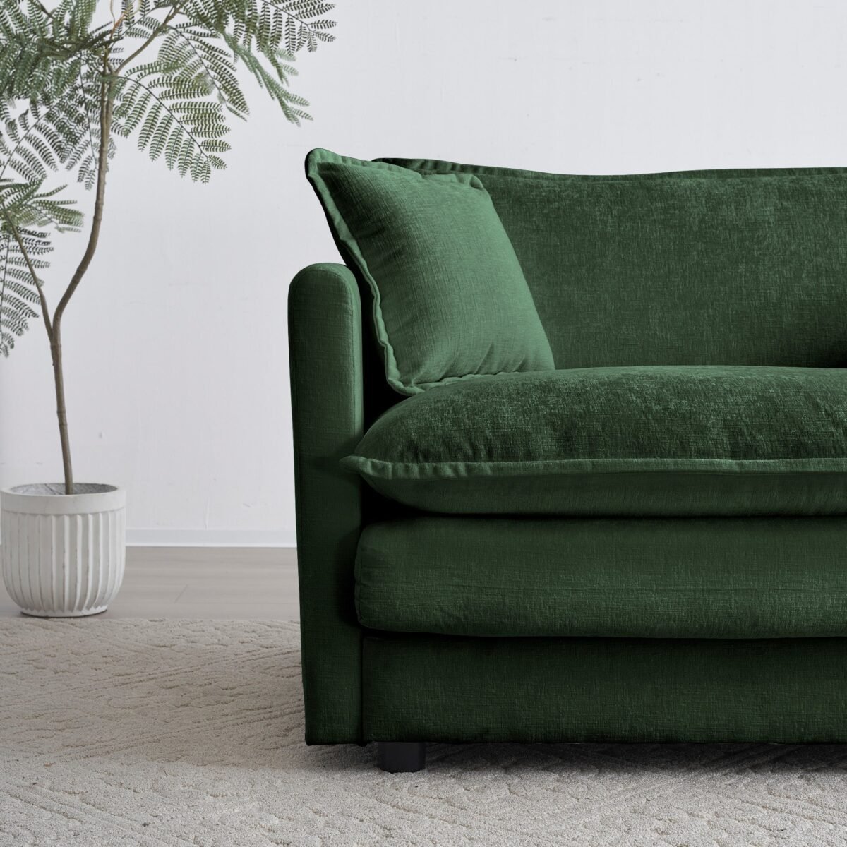Walker Edison | Chenille Modular Cloud Couch with L-Shaped Sectional and Ottoman - Image 12