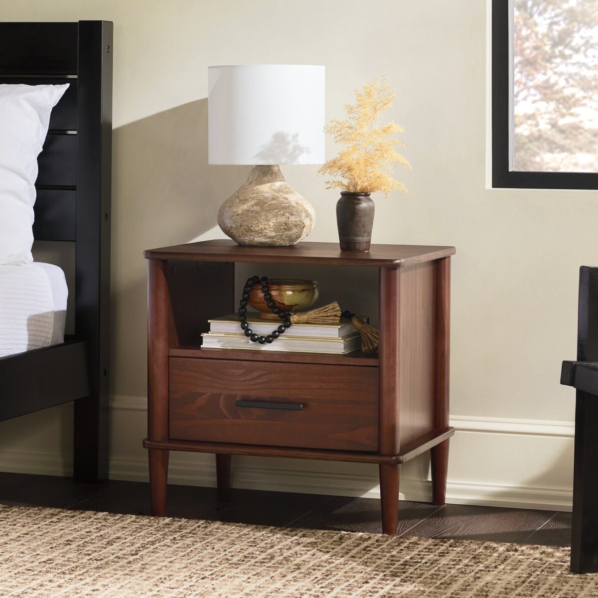 Walker Edison Spindle Transitional 1-Drawer Nightstand - Image 4