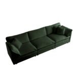 Walker Edison | Chenille Modular Cloud Couch with L-Shaped Sectional and Ottoman - Image 7