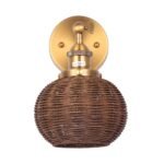 1-Light Traditional Rattan Golden Wall Sconce Light - Image 14
