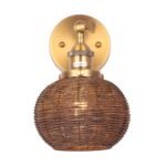 1-Light Traditional Rattan Golden Wall Sconce Light - Image 15