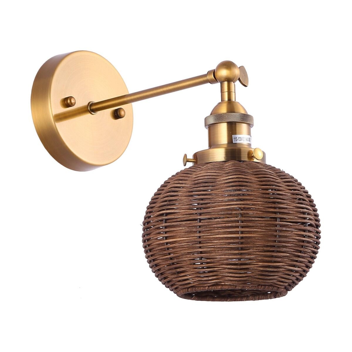 1-Light Traditional Rattan Golden Wall Sconce Light - Image 16