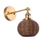 1-Light Traditional Rattan Golden Wall Sconce Light - Image 16