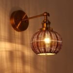 1-Light Traditional Rattan Golden Wall Sconce Light - Image 7