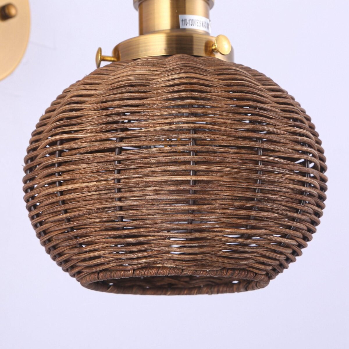 1-Light Traditional Rattan Golden Wall Sconce Light - Image 11