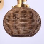 1-Light Traditional Rattan Golden Wall Sconce Light - Image 11