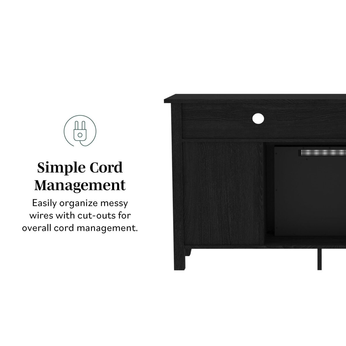 Wasatch 58" Transitional Fireplace Glass Wood TV Stand - Image 4