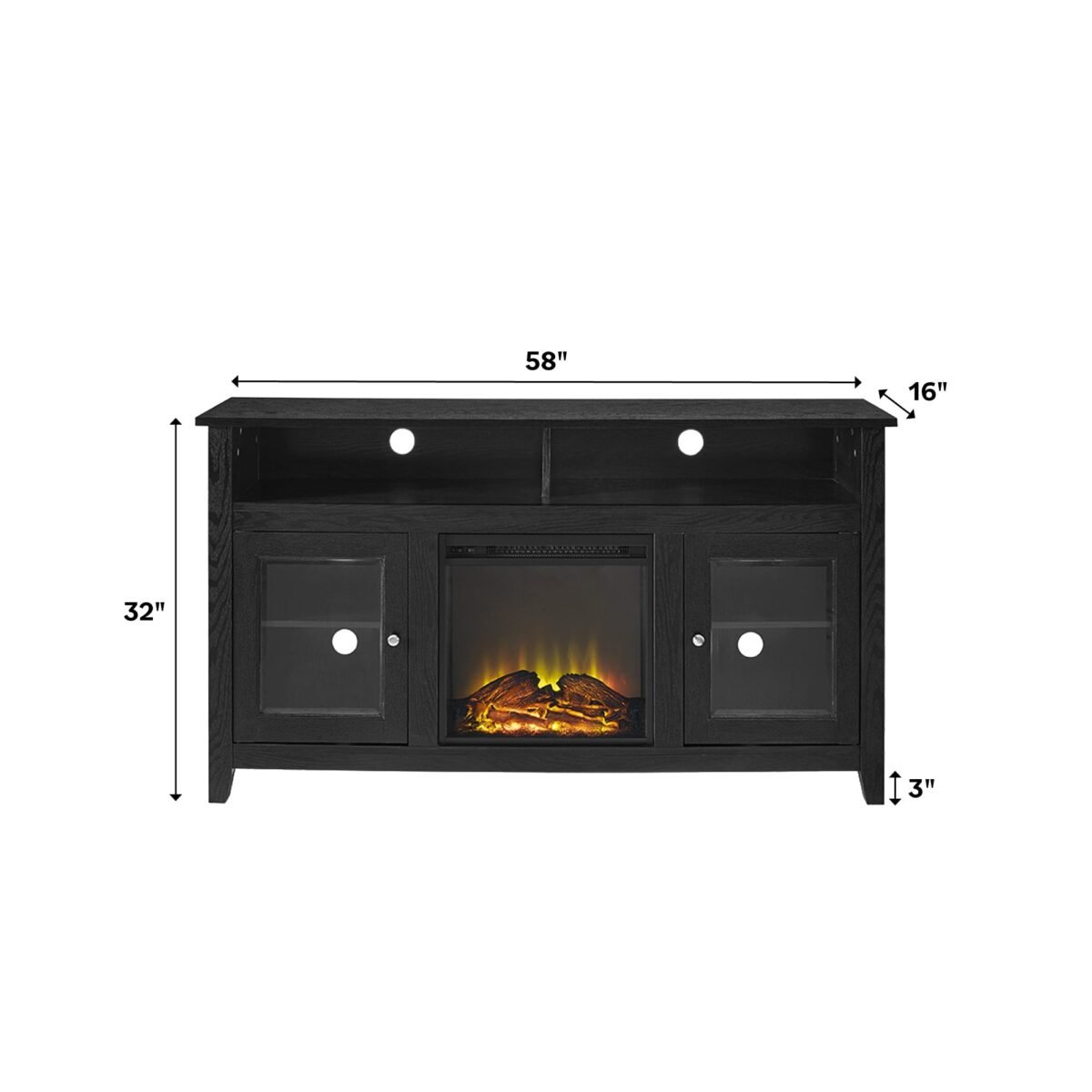 Wasatch 58" Transitional Fireplace Glass Wood TV Stand - Image 2