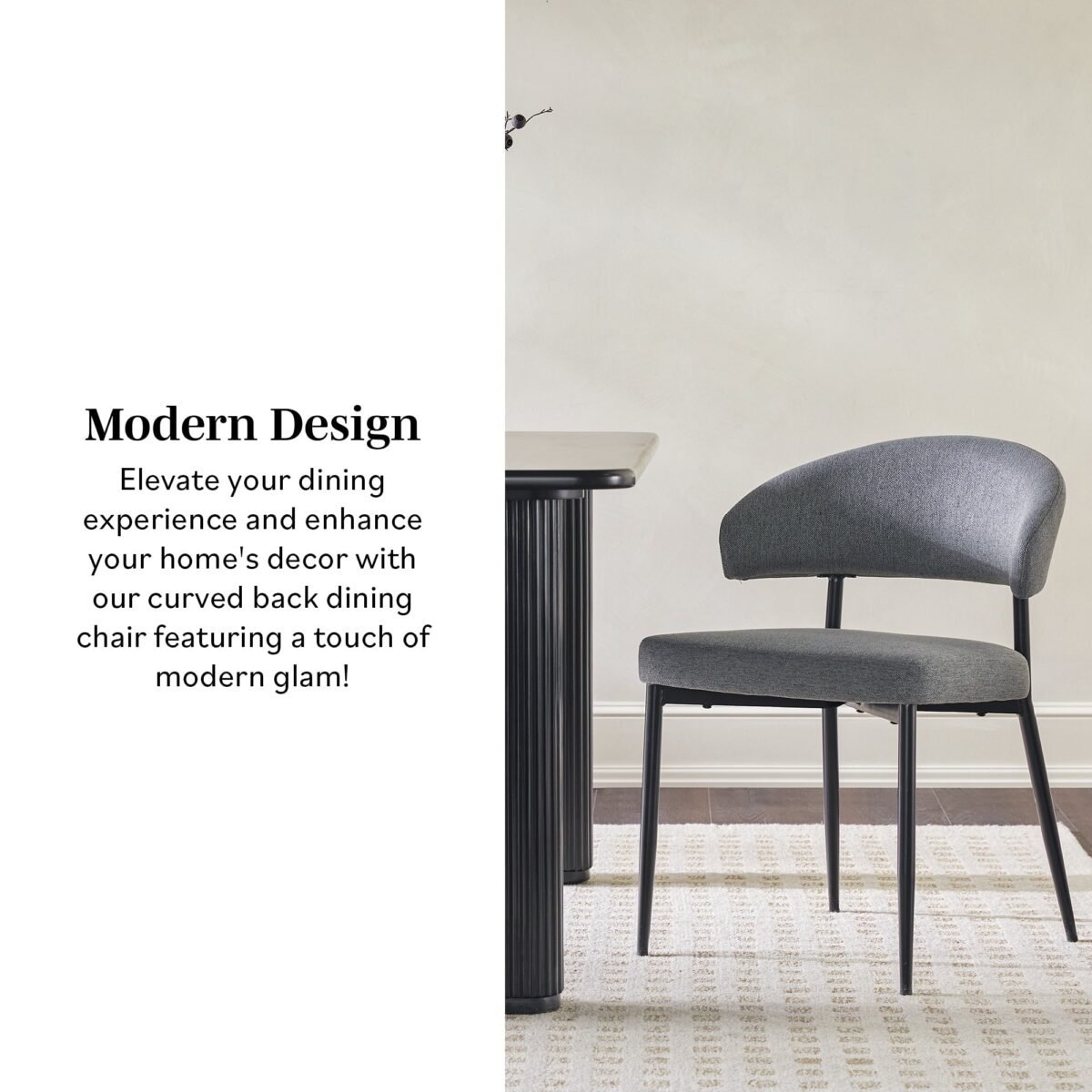 Alexis Modern Upholstered Curved Dining Chair, set of 2 - Image 7