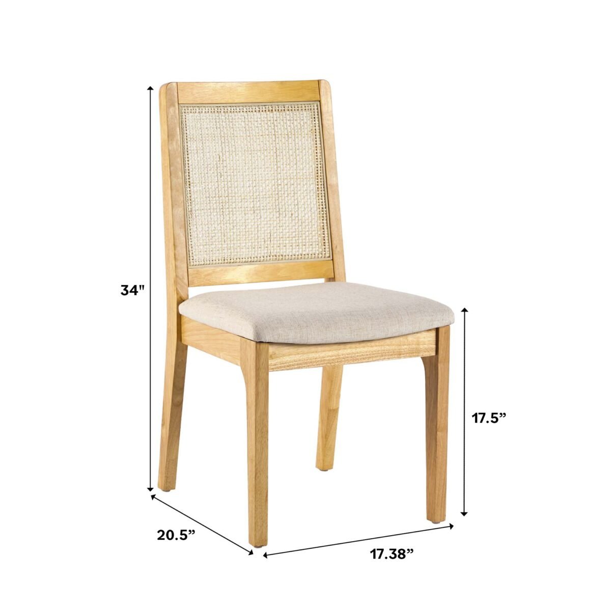 Catalina Solid Wood Dining Chair with Rattan Inset Back, Set of 2 - Image 5