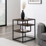 Maya 16" Contemporary Metal and Wood Side Table - Image 5