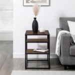 Maya 16" Contemporary Metal and Wood Side Table - Image 4