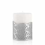 Crackle Jali Pillar Candle In Silver, Small - Image 4