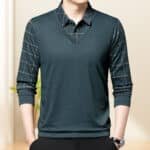 Men's Fake Two Piece Lapel Long-Sleeve Tops - Image 3