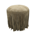 Suede Pouf w/ Fringe - Light Brown