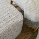 Handcrafted CG Hunter Square Striped Woven Ottoman Pouf - Artisanal Style & Versatile Comfort - Image 3