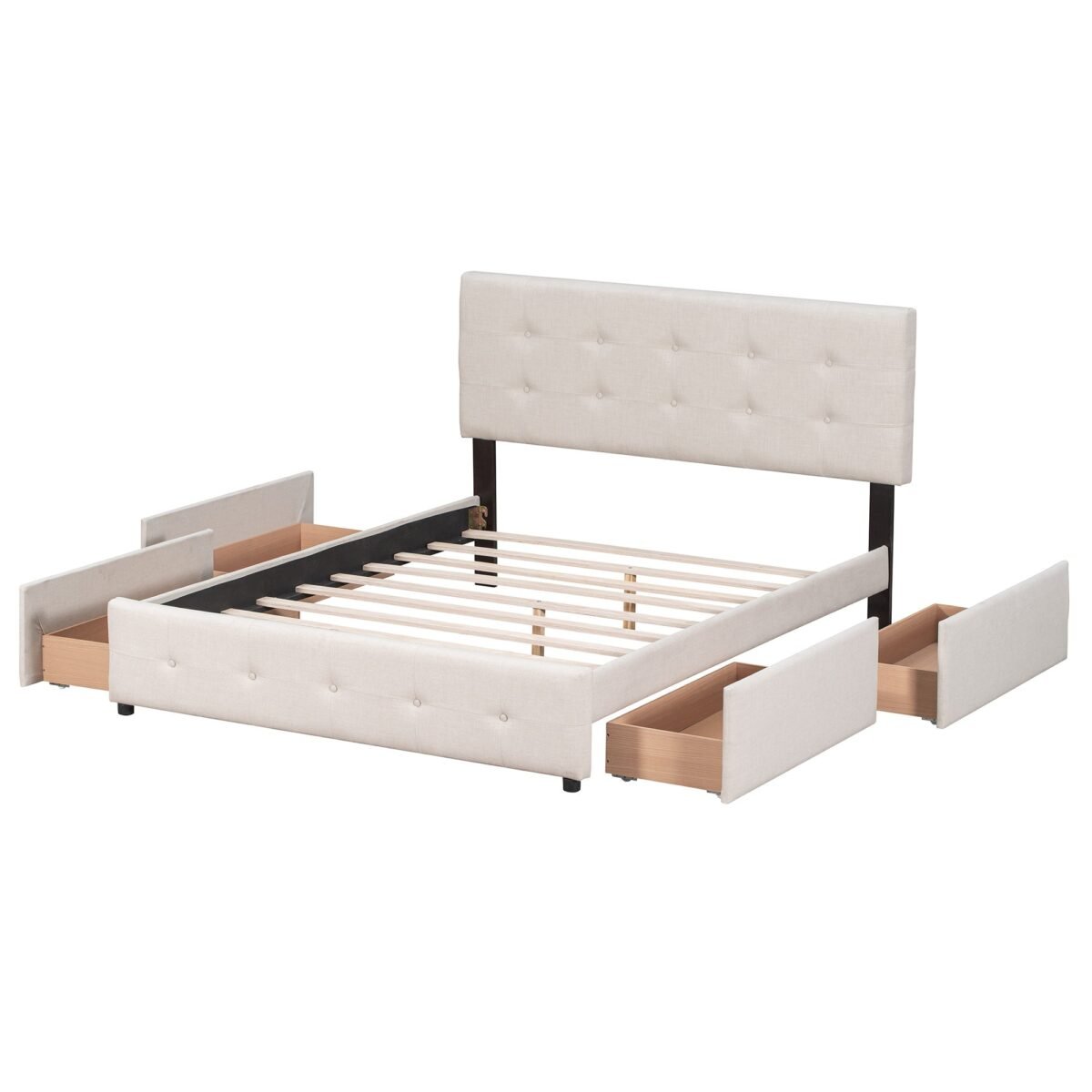 Walker Edison | Upholstered Queen Platform Bed with Storage - Image 6