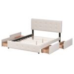 Walker Edison | Upholstered Queen Platform Bed with Storage - Image 6