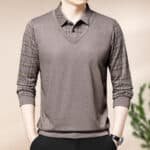 Men's Fake Two Piece Lapel Long-Sleeve Tops - Image 4