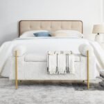 Walker Edison | Minimalist Upholstered Linen Storage Bench - Image 3