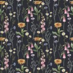 Hand-drawn Wildflowers on Dark Background Wallpaper - Image 2