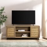 58" 2 Door Wood and Rattan TV Stand - Image 6