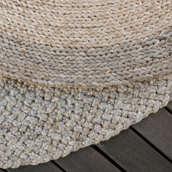 Handmade Natural & Brown Round Braided Jute Rug - Eco-Friendly, Artisanal Craftsmanship from India