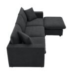 Walker Edison | Chenille Black Modern L-shape Sectional Sofa Ottoman - Image 12