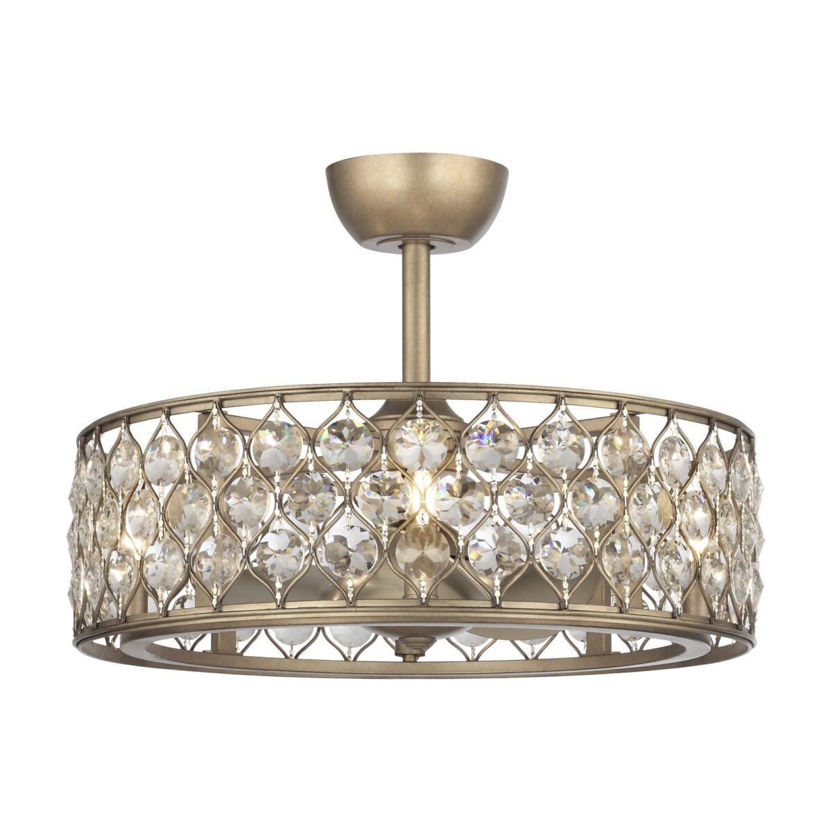 25" Modern Downrod Mount Crystal Fandelier with Lighting and Remote Control - Image 1