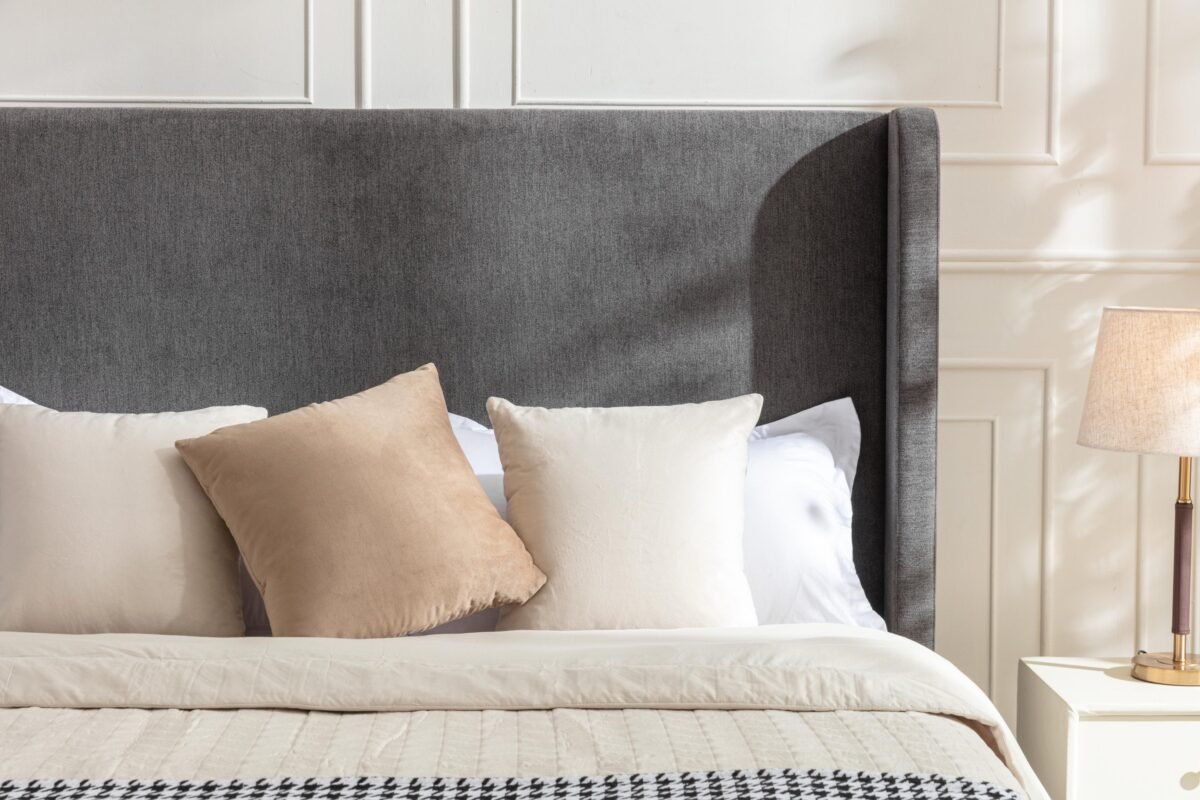Walker Edison | Velvet Tall 54" Headboard Upholstered Queen Bed - Image 3