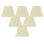 5"W x 4"H Set of 6 Crisp Linen Pleated Clip-on Candelabra Lampshade