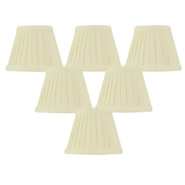 5"W x 4"H Set of 6 Crisp Linen Pleated Clip-on Candelabra Lampshade