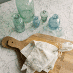 CG Hunter Handcrafted Grey and Green Lilies Linen Tablecloth - Elegant Durable Design for Dining Decor - Image 5