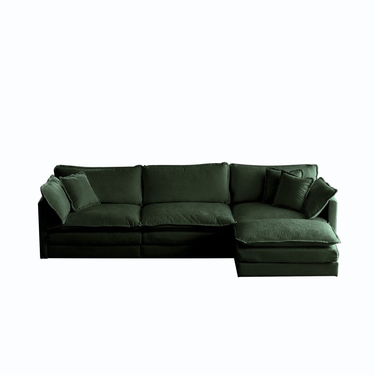 Walker Edison | Chenille Modular Cloud Couch with L-Shaped Sectional and Ottoman - Image 4