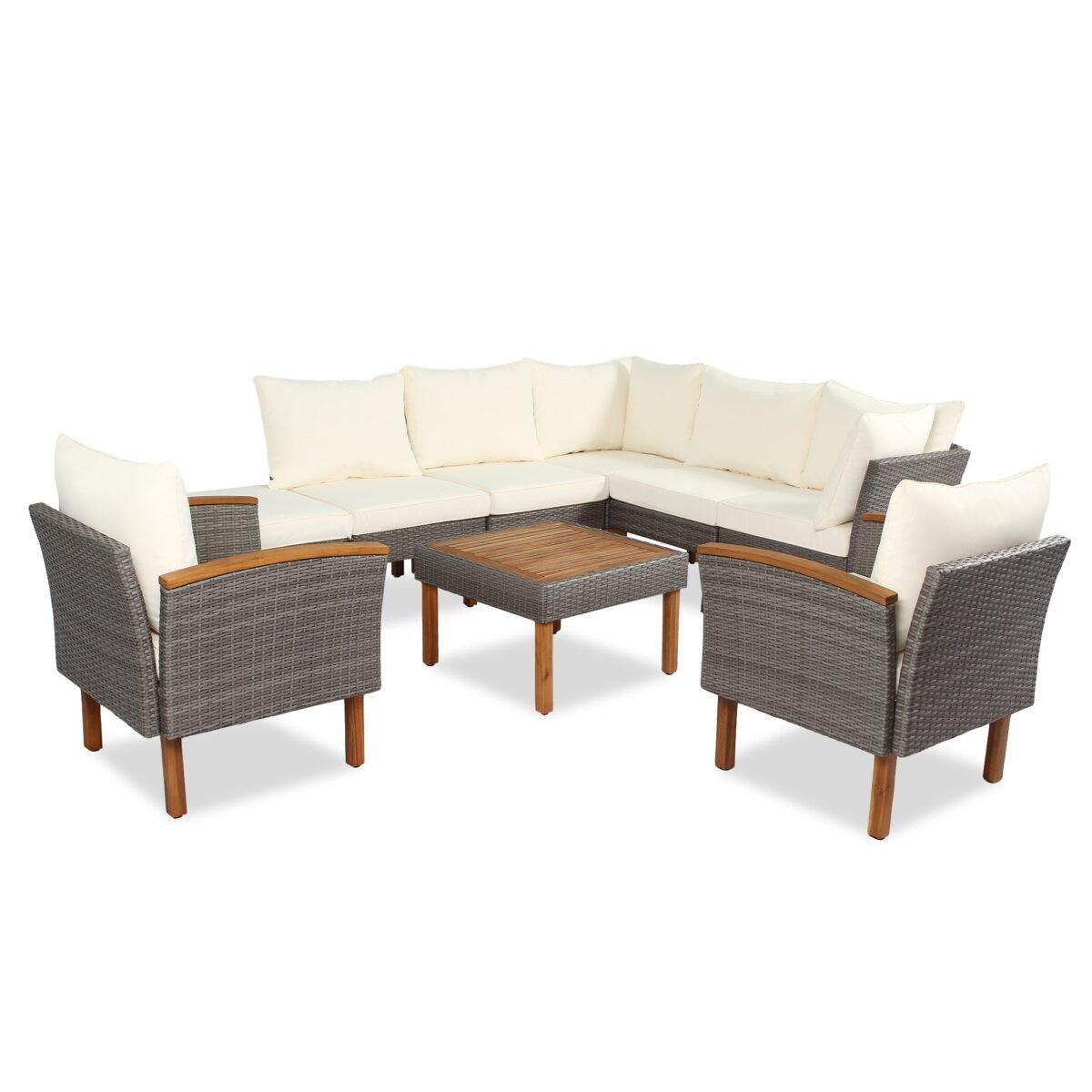 Walker Edison | Wicker 9-Piece Patio Modular Sofa Set - Image 6