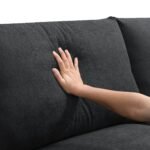 Walker Edison | Chenille Black Modern L-shape Sectional Sofa Ottoman - Image 16