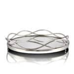 Round Brillo Mirror Glass SS Tray, Silver - Image 3