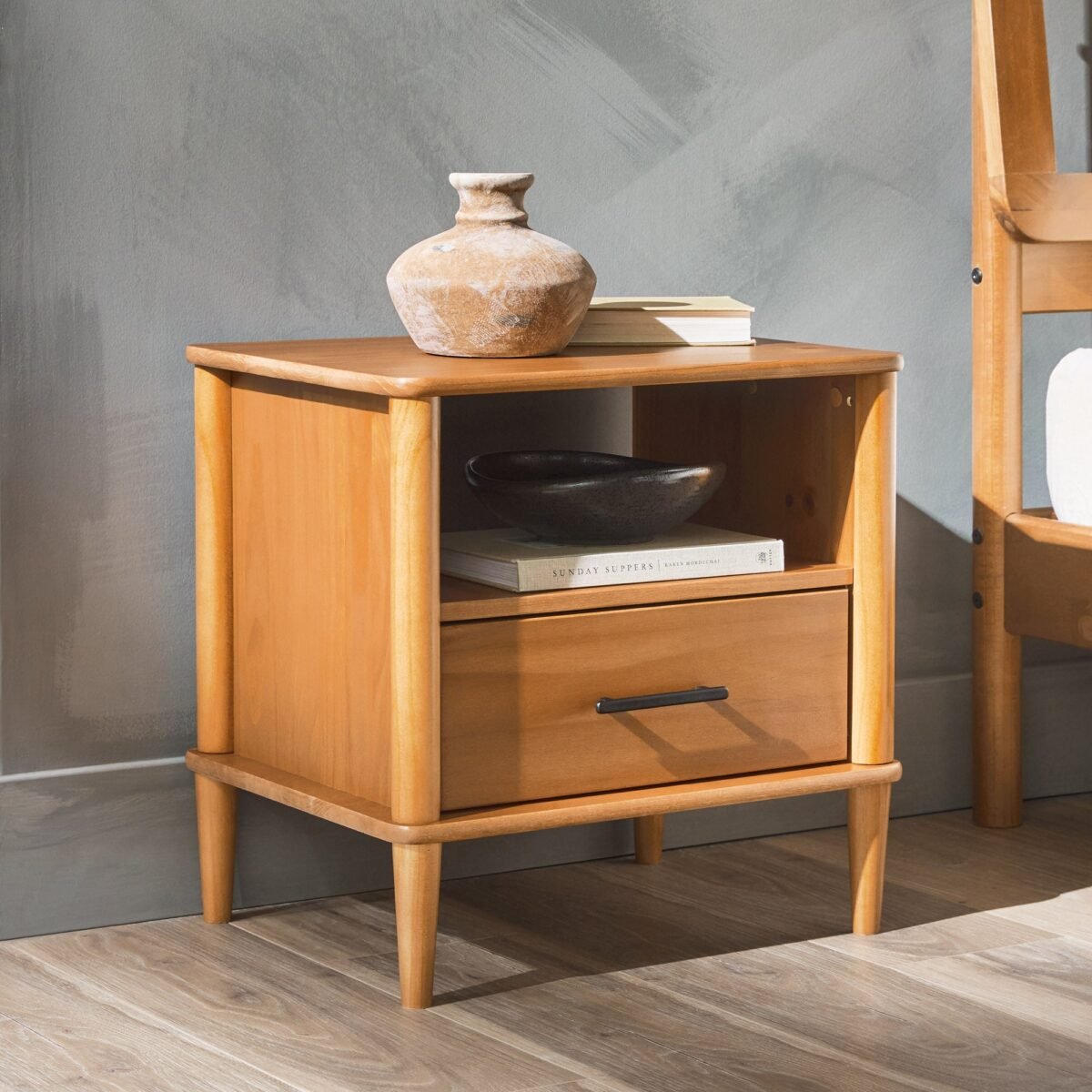 Walker Edison Spindle Transitional 1-Drawer Nightstand - Image 7