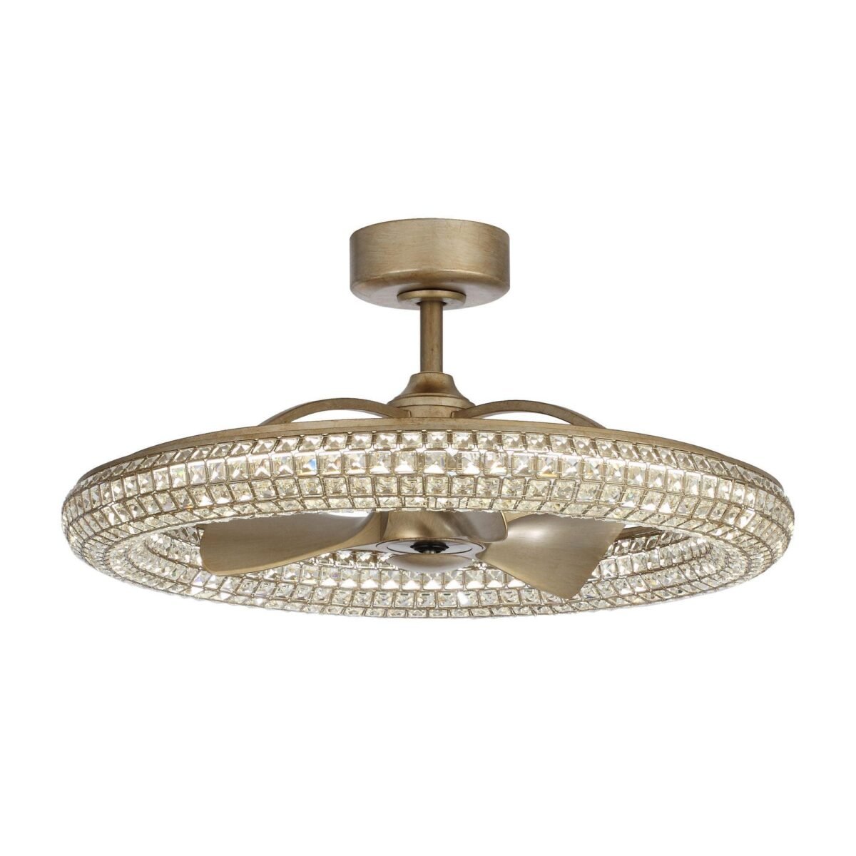 33" Modern DC Motor Crystal Ceiling Fan with Lighting and Remote Control - Image 1