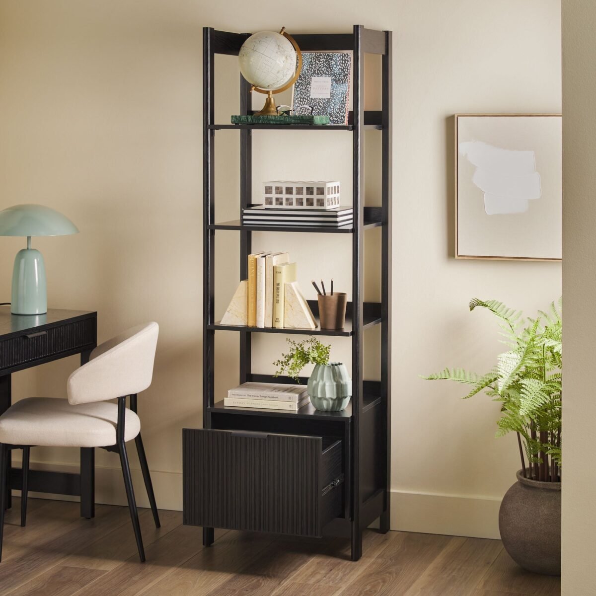 Holmes Modern Scandinavian Reeded Bookshelf - Image 14