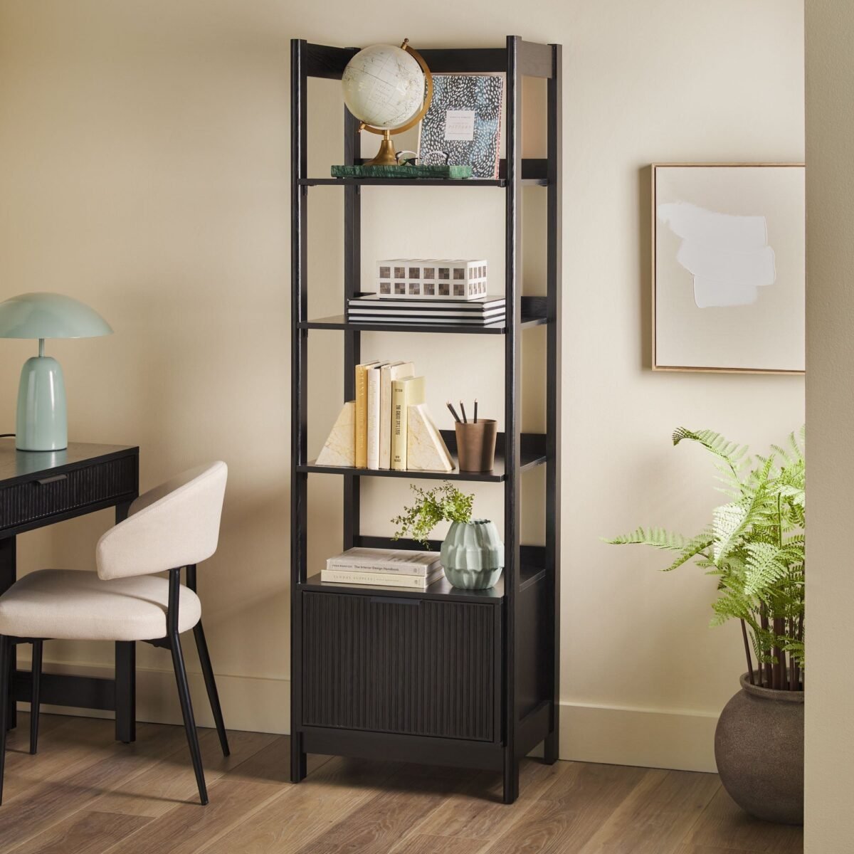 Holmes Modern Scandinavian Reeded Bookshelf - Image 2