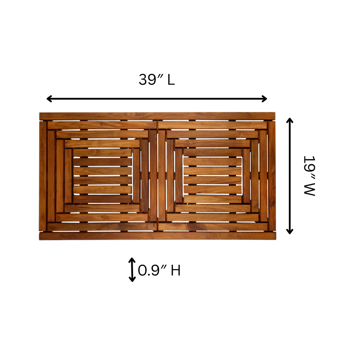 Denver Oiled Double Framed Teak Shower and Bath Mat 39" x 19" - Image 3