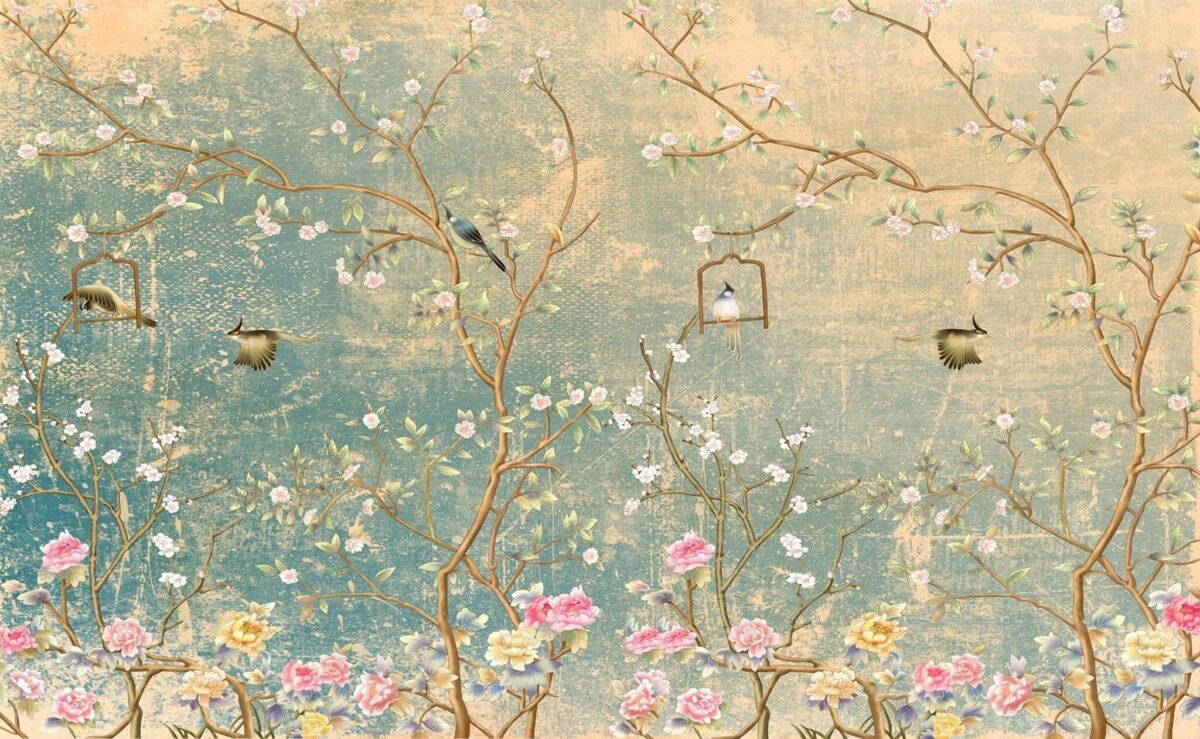 Vintage Florals on grunge Wallpaper Peel and Stick - Image 6