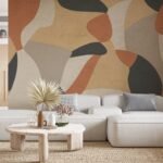 Modern Abstract Wallpaper - Organic Earth Tones with Flowing Shapes Wall Mural - Image 2