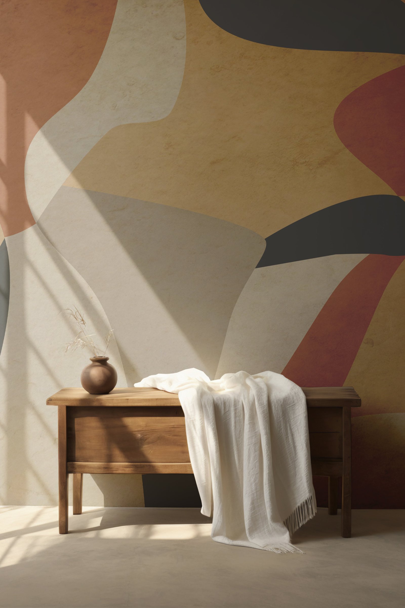 Modern Abstract Wallpaper - Organic Earth Tones with Flowing Shapes Wall Mural - Image 6