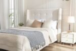 Walker Edison | Traditional Peyton Upholstered 54" High Headboard King Bed - Image 5