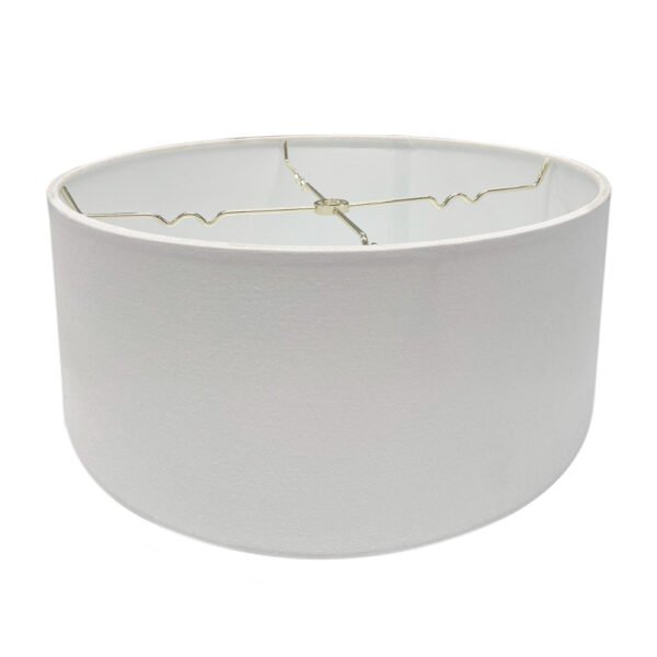 Hardback Shallow Drum Lampshade White Linen Fabric, 14x14x7