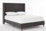 Walker Edison | Velvet Tall 54" Headboard Upholstered Queen Bed - Image 2