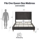 Walker Edison | Velvet Tall 54" Headboard Upholstered Queen Bed - Image 9